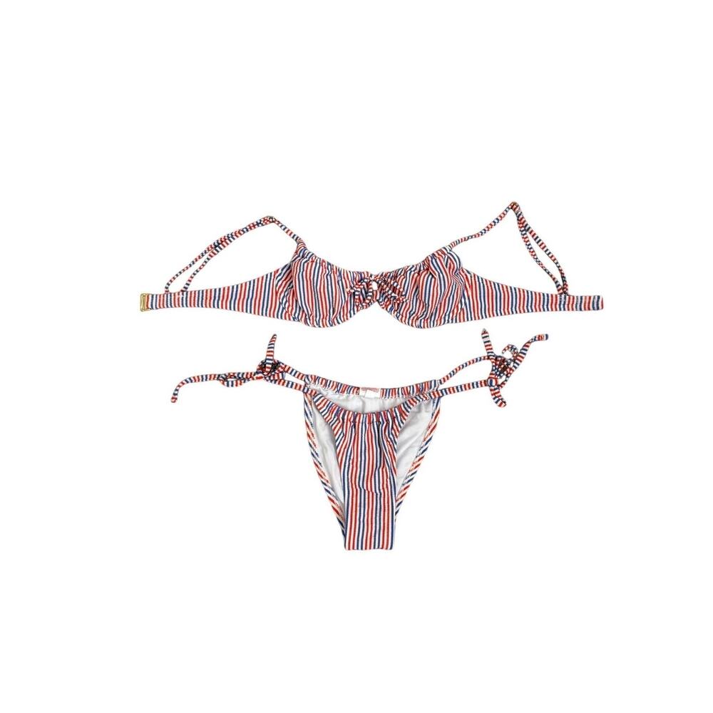 Xhilaration Swim Red White Blue Scrunch Back Bra Top Bikini Size Women's XS / S